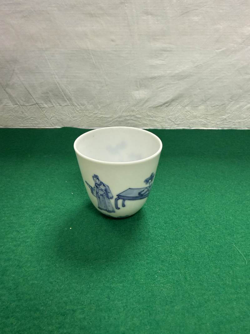 清康熙 青花高士圖杯 - 图4