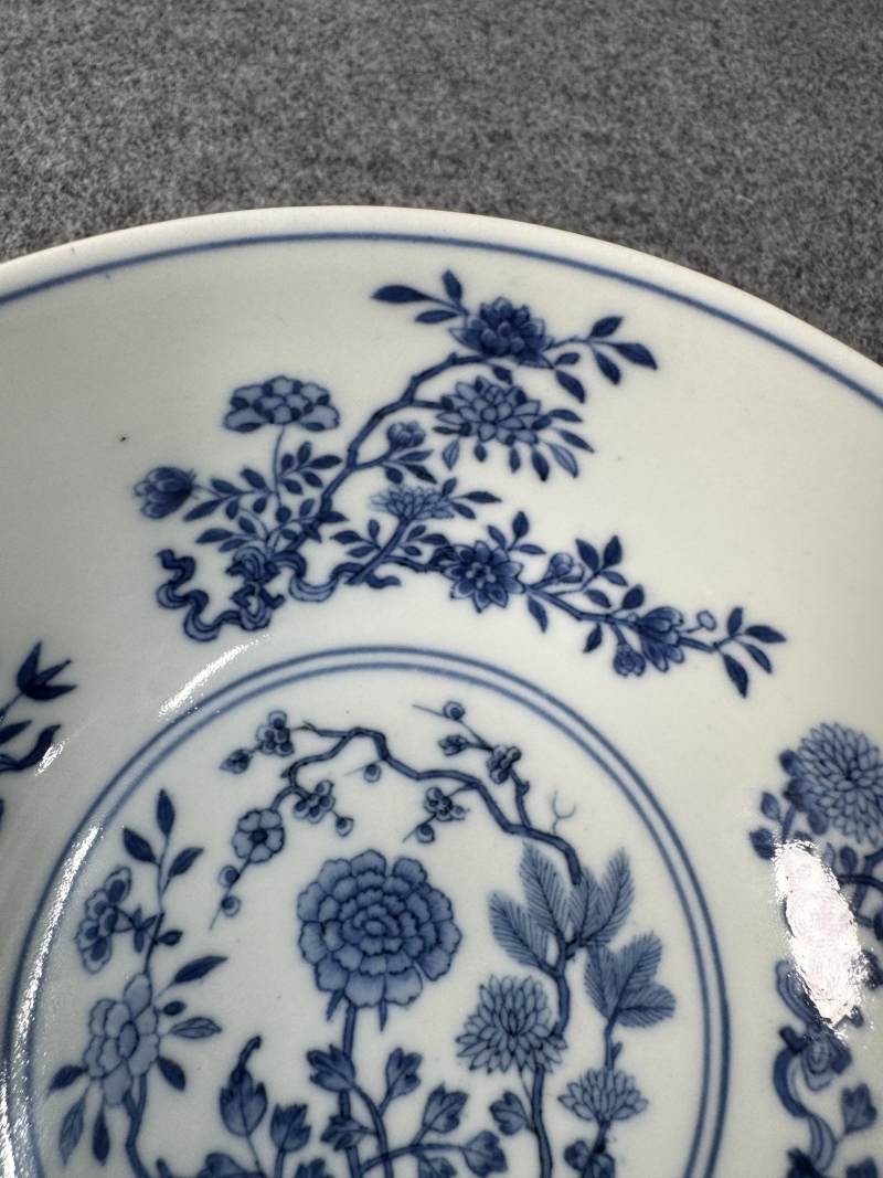 清道光 黃地洋彩畫道萬花獻瑞圖碗 - 图18