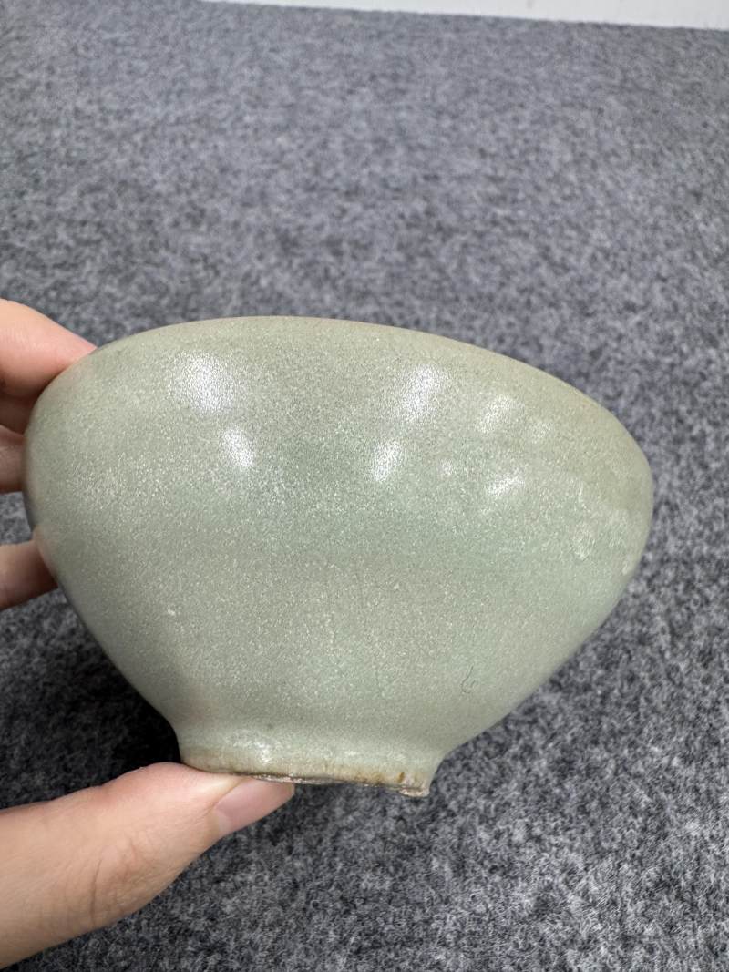 耀州窯青釉模印龜紋茶碗 - 图3
