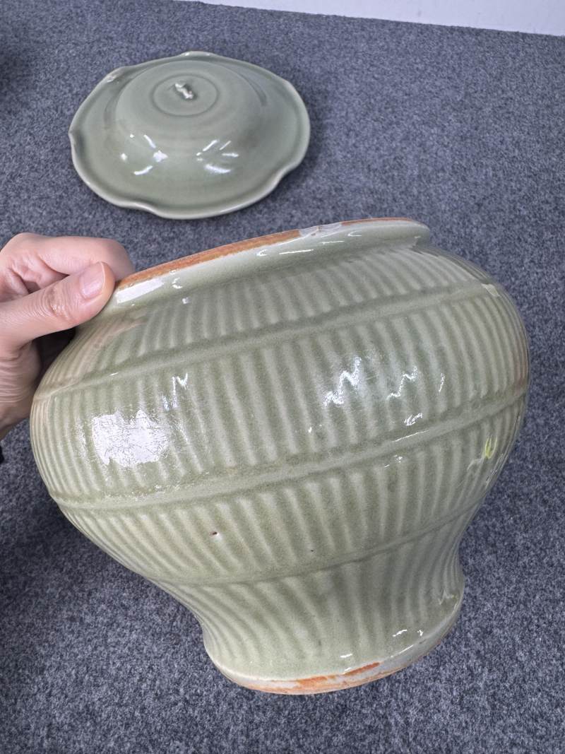 元 龍泉窯青釉蓋罐 - 图10