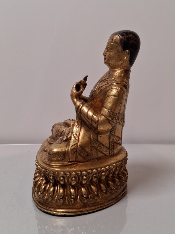 16世紀銅鎏金俄爾寺第七任堪千昆秋貝像 - 图4