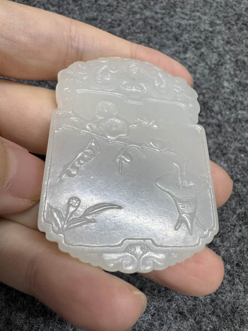清 白玉「增華進爵」牌 - 图4