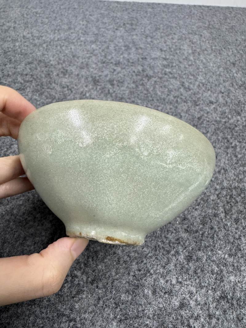 耀州窯青釉模印龜紋茶碗 - 图4