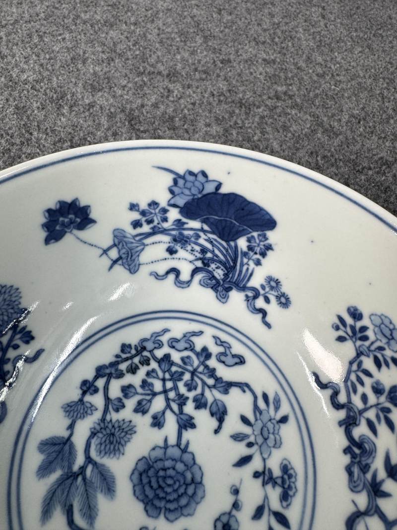 清道光 黃地洋彩畫道萬花獻瑞圖碗 - 图20
