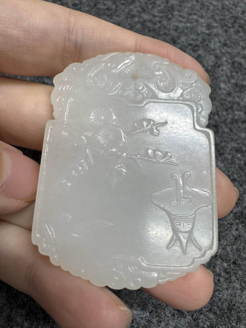 清 白玉「增華進爵」牌 - 图5