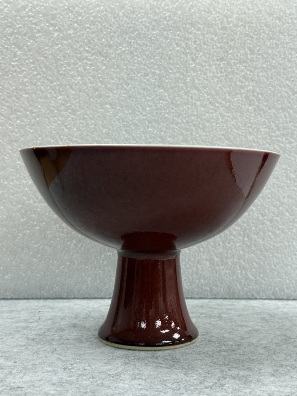 清雍正 霽紅釉高足碗 - 图3