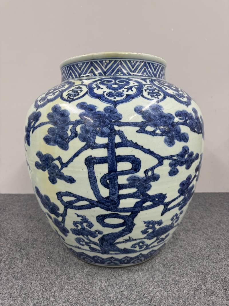 明嘉靖 青花「福祿壽」大罐 - 图5