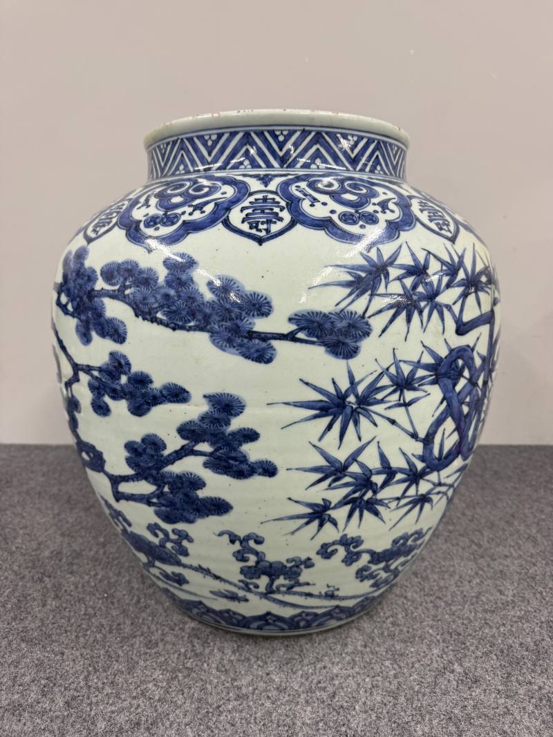 明嘉靖 青花「福祿壽」大罐 - 图6