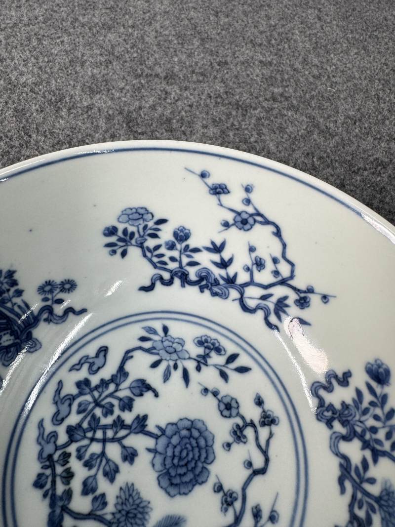 清道光 黃地洋彩畫道萬花獻瑞圖碗 - 图21