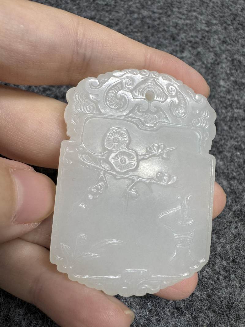 清 白玉「增華進爵」牌 - 图6