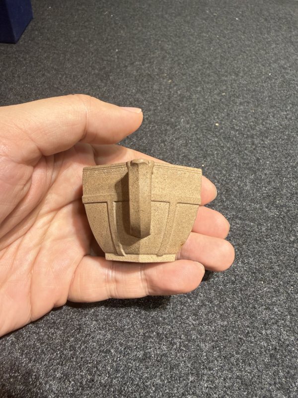 清 宇昭款紫砂六方小杯（附木座） - 图4