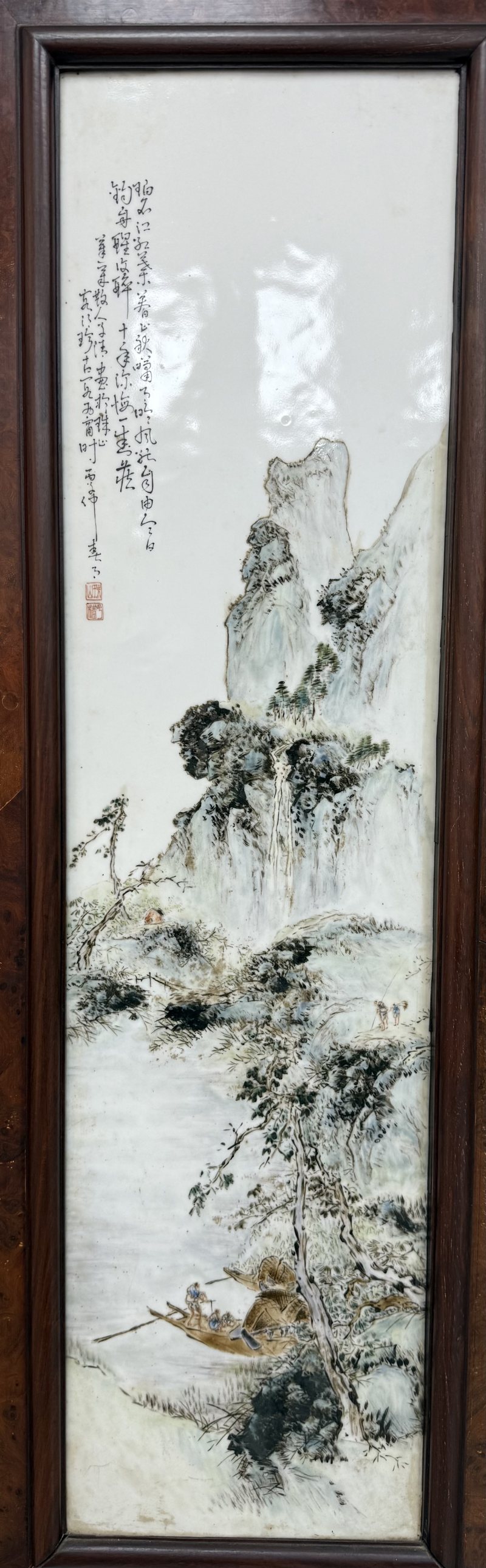 民國段子安 粉彩山水瓷板一套（四屏） - 图12