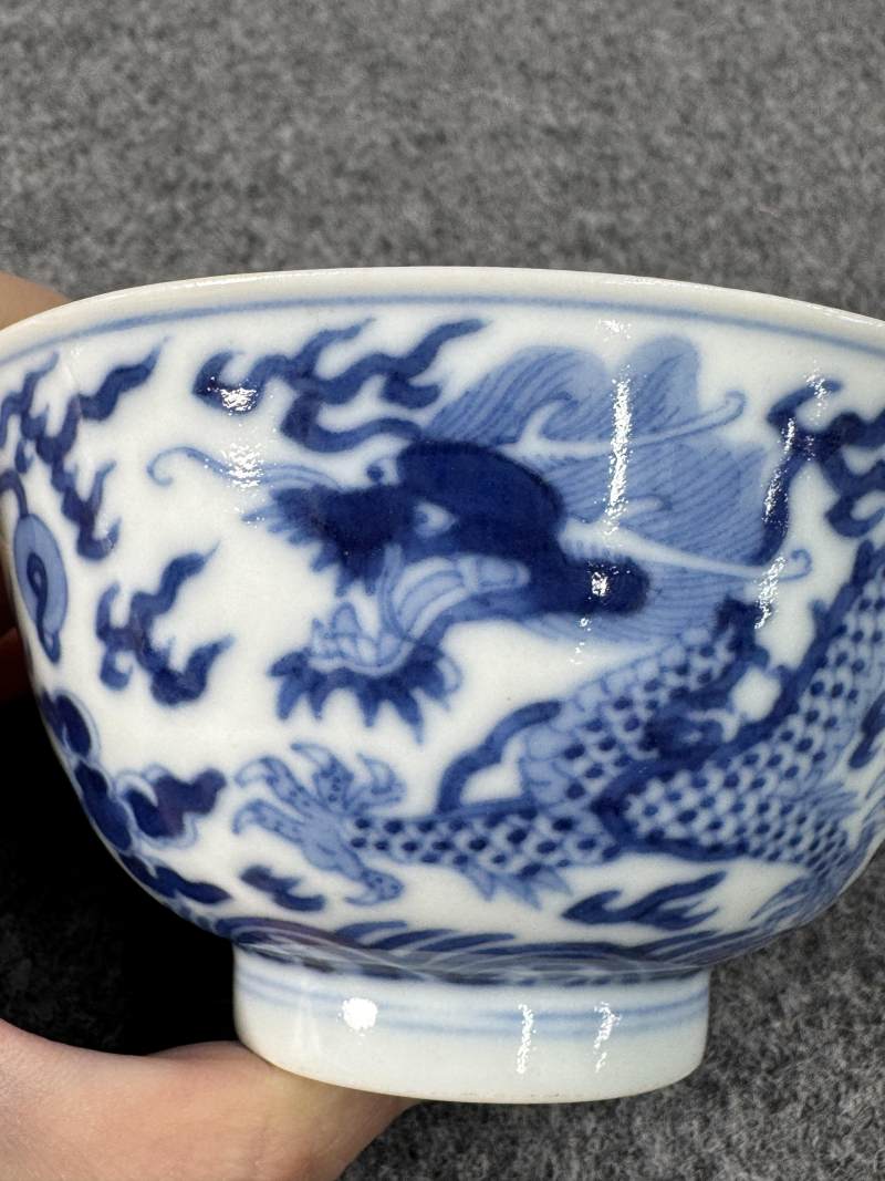 清道光 青花龍紋碗 - 图8