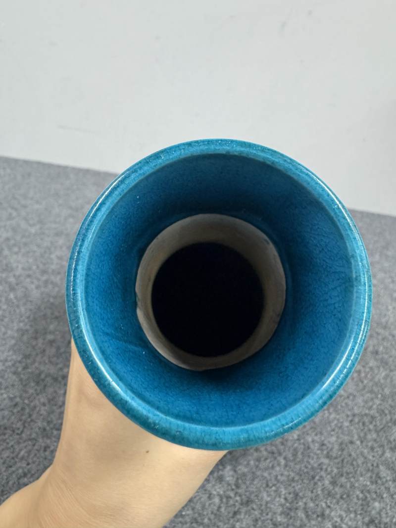 清康熙 孔雀藍釉荸薺瓶 - 图5