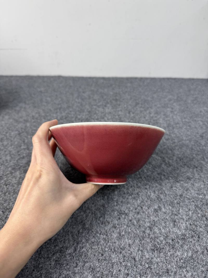 清道光 霽紅釉碗一對 - 图13