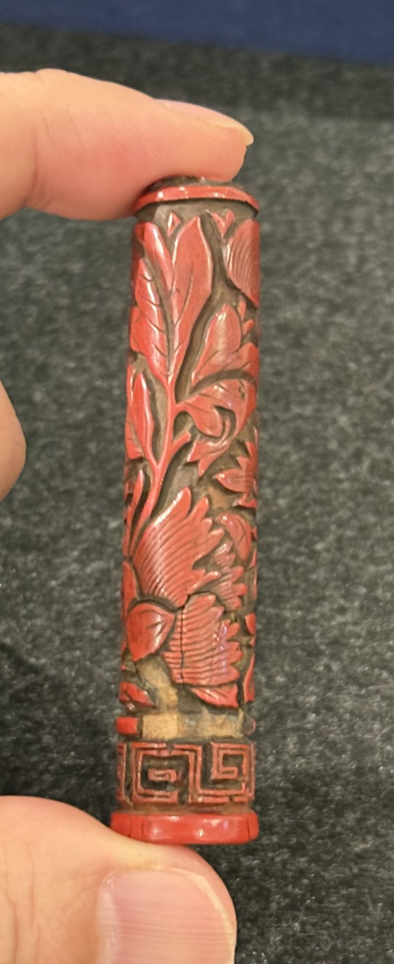 明 剔紅鳳穿牡丹紋毛筆 - 图5