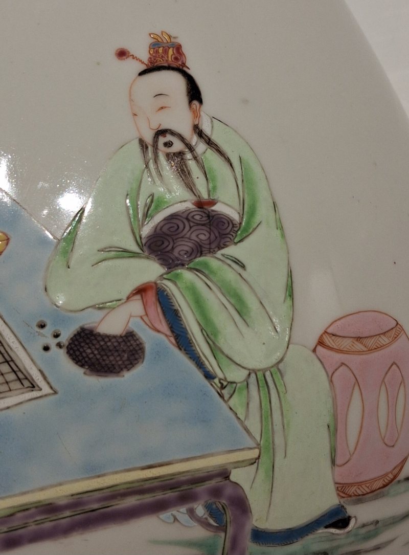 清雍正 粉彩高士對弈圖玉壺春瓶 - 图8