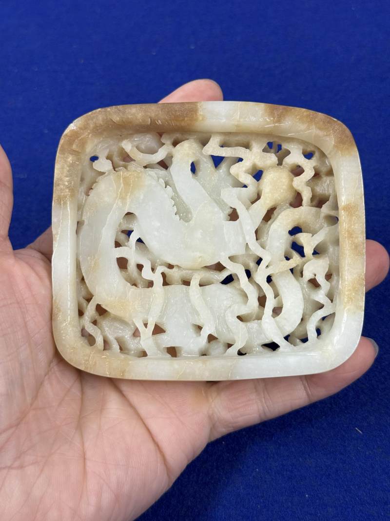 清 白玉龍紋帶板 - 图6