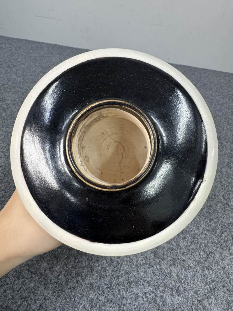 磁州窯黑釉白覆輪行爐 - 图4
