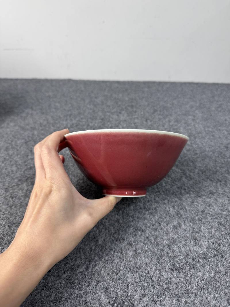 清道光 霽紅釉碗一對 - 图14