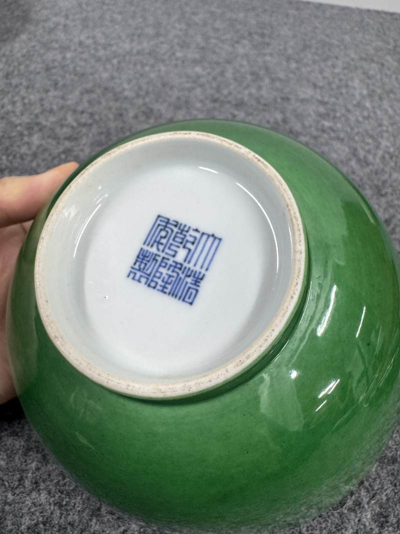 清乾隆 瓜皮綠釉碗 - 图7