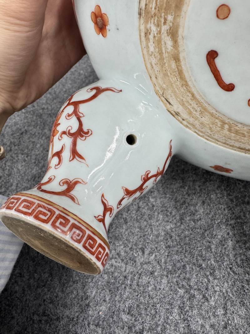 清嘉慶 礬紅蓮托八寶紋朝冠耳三足爐 - 图24