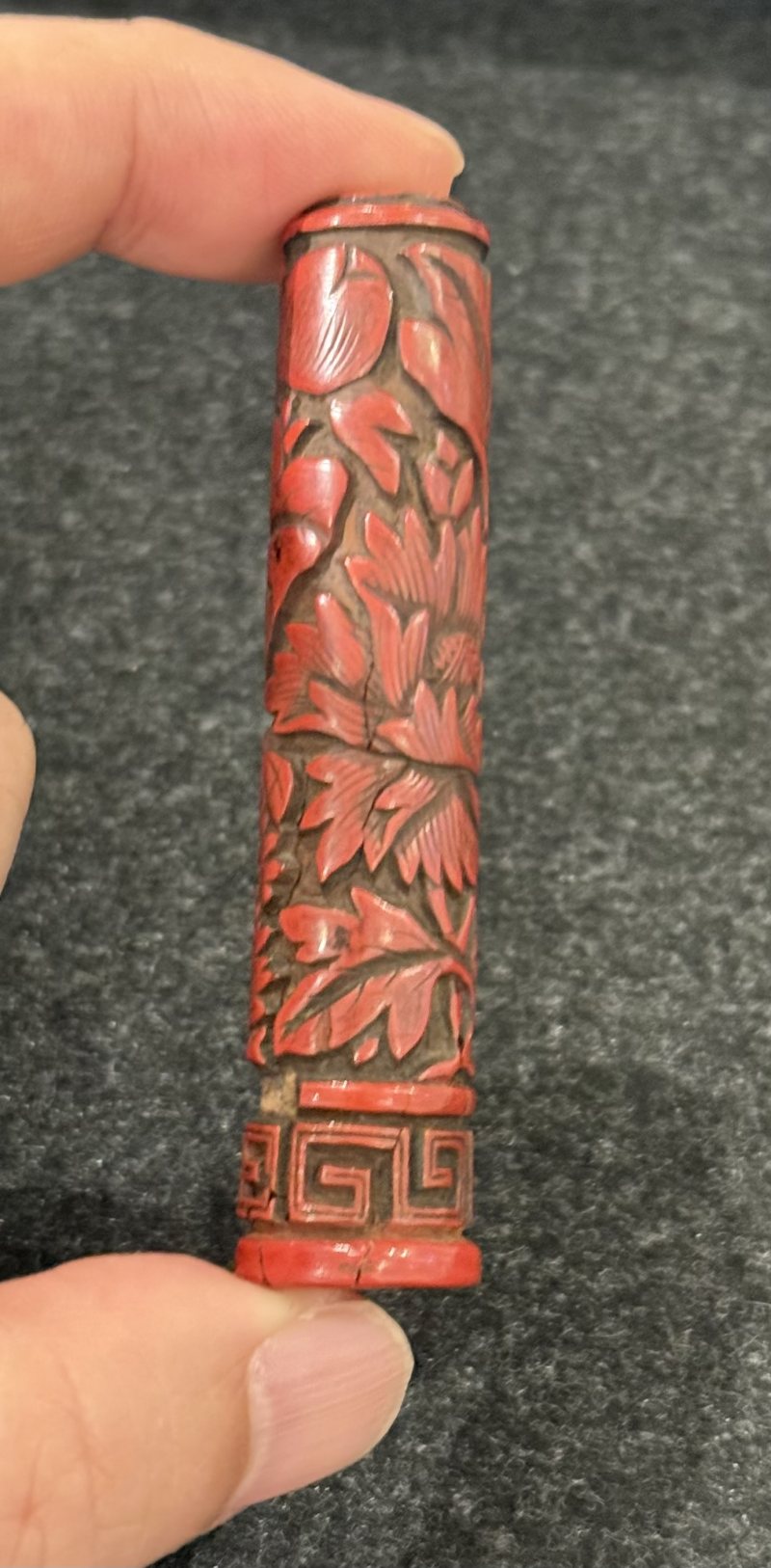 明 剔紅鳳穿牡丹紋毛筆 - 图6