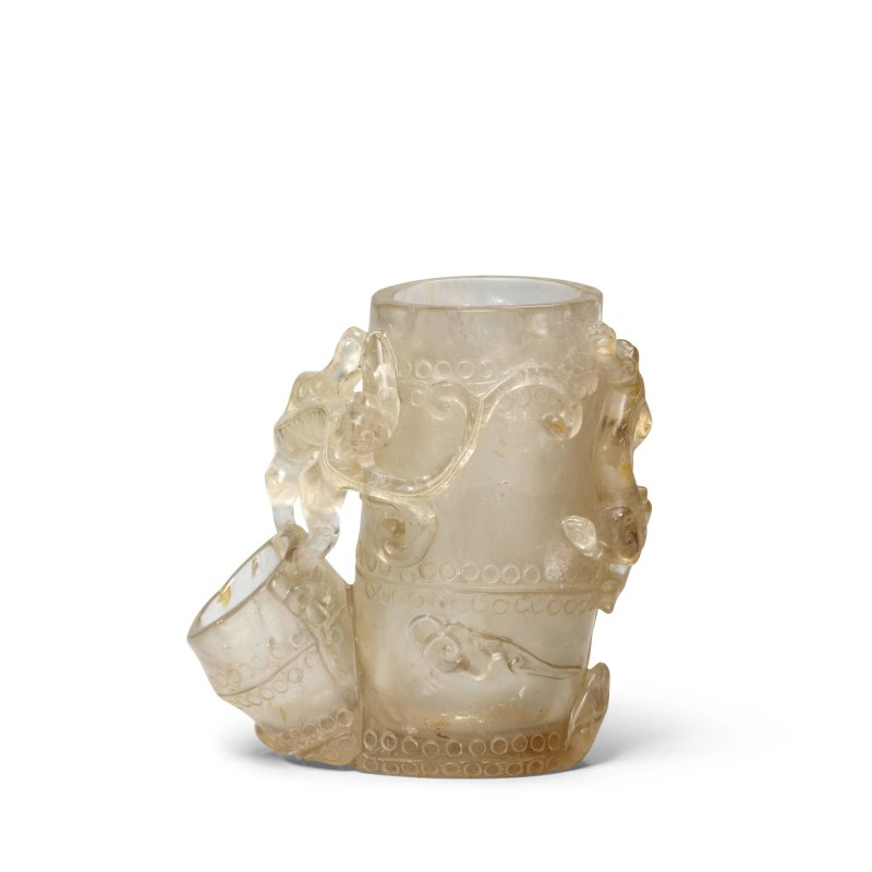 十八世紀 水晶雕竹節式螭龍紋筆筒 | A ROCK-CRYSTAL BAMBOO-SHAPED 'CHILONG' BRUSHPOT, BITONG - 图2
