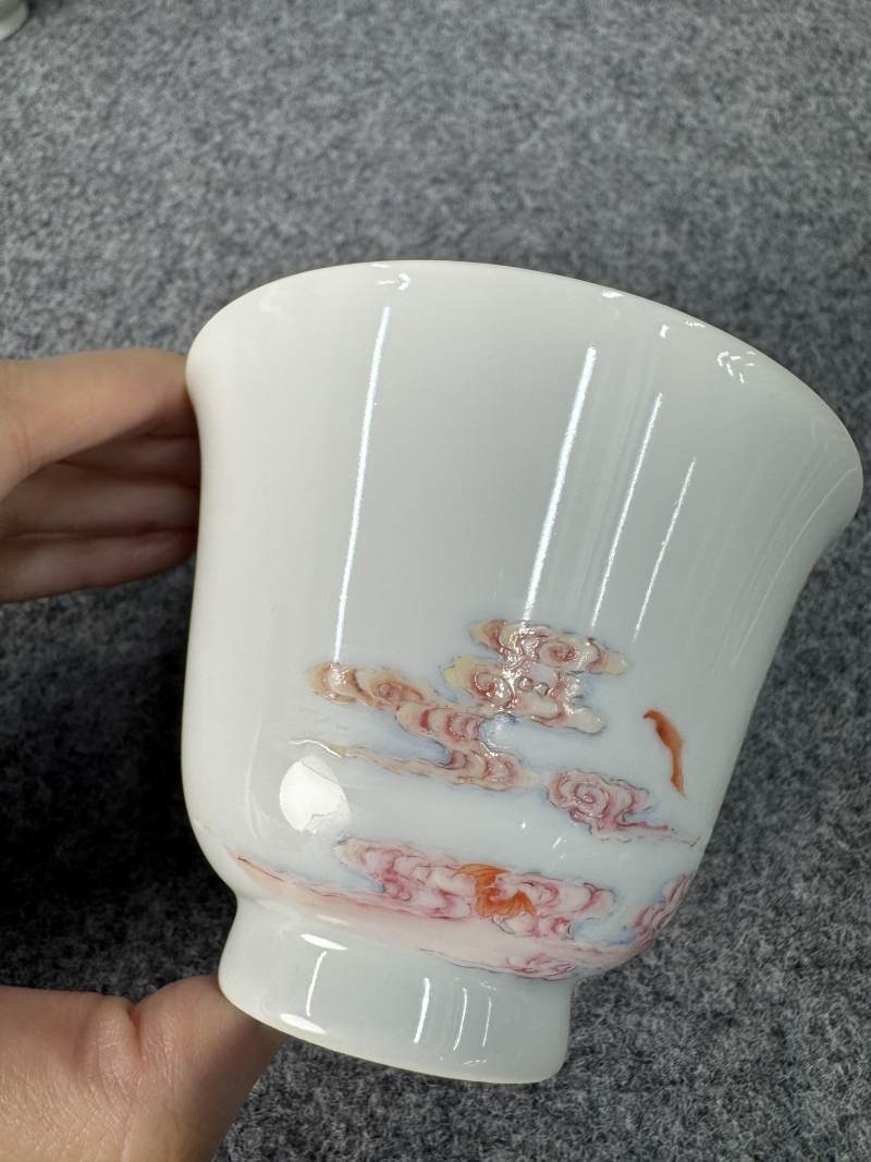 清雍正 粉彩「富貴神仙杯」一對 - 图23