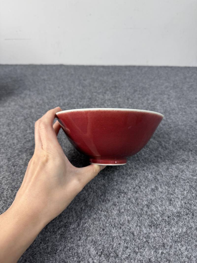 清道光 霽紅釉碗一對 - 图15