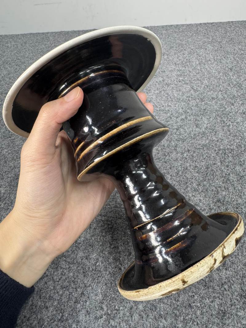 磁州窯黑釉白覆輪行爐 - 图6