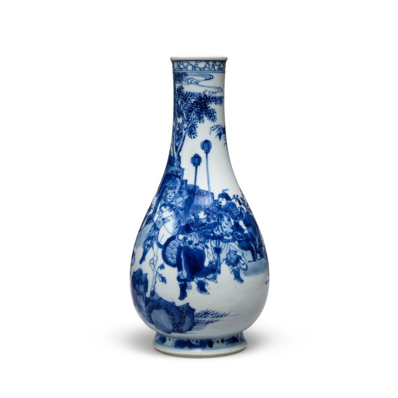 康熙早期 青花版築求賢圖膽瓶 | A FINE BLUE AND WHITE 'SHANG EMPEROR WU DING SHOWING SCROLL TO FU YUE' VASE - 图3