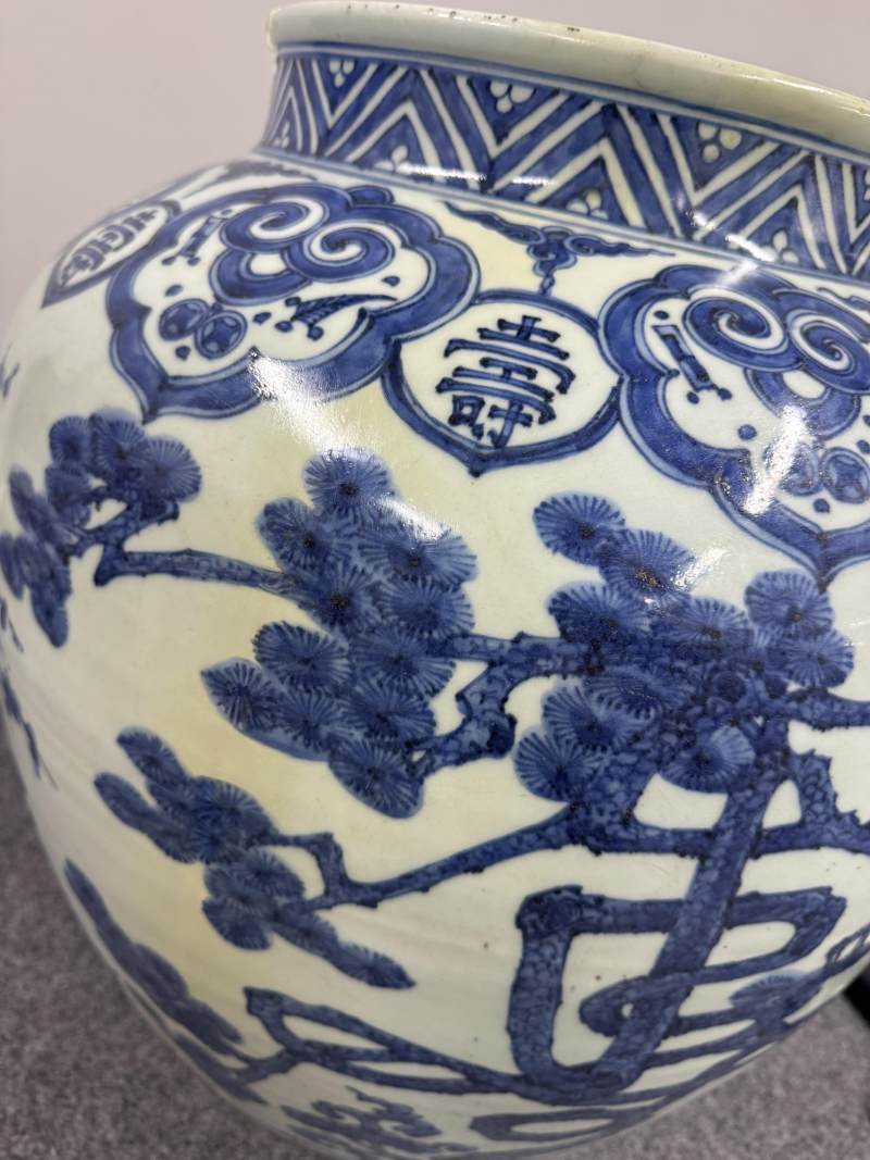 明嘉靖 青花「福祿壽」大罐 - 图13