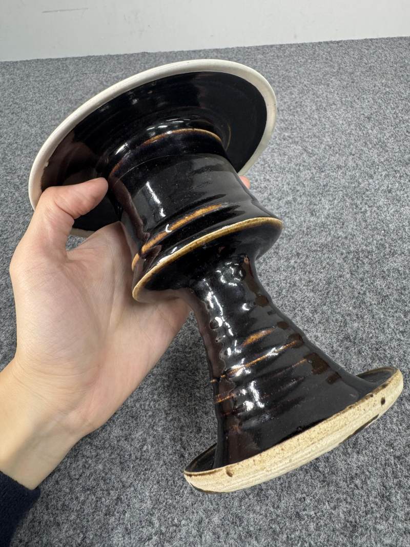 磁州窯黑釉白覆輪行爐 - 图7