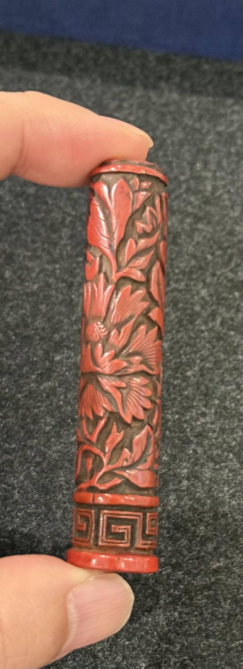 明 剔紅鳳穿牡丹紋毛筆 - 图7