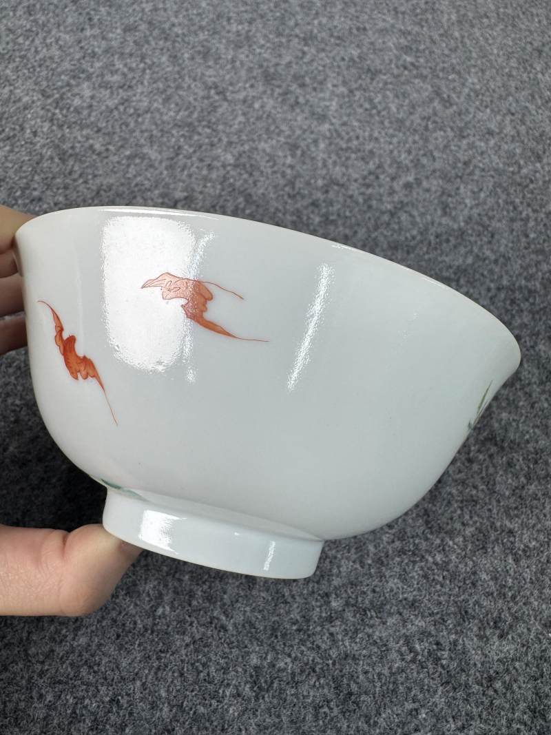 清道光 粉彩喜鵲臥鹿壽桃紋碗 - 图6