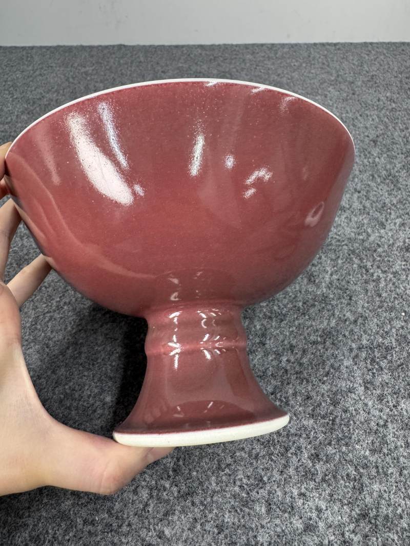 清雍正 霽紅釉高足碗 - 图5