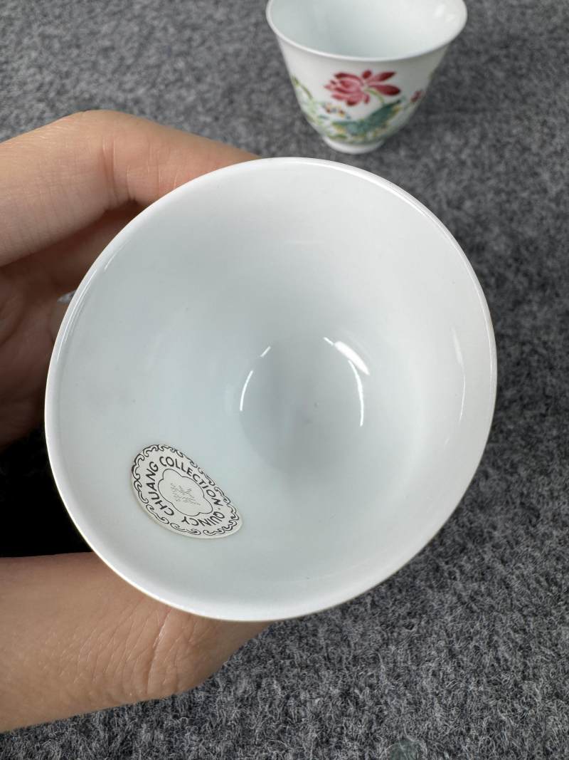 清雍正 粉彩沒骨荷花杯一對 - 图10