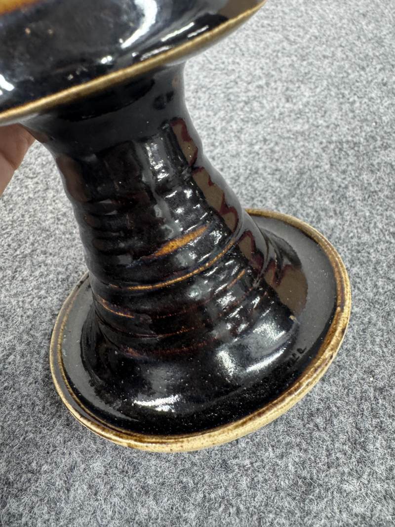 磁州窯黑釉白覆輪行爐 - 图8