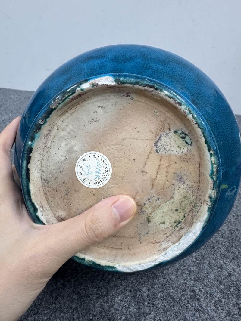 清康熙 孔雀藍釉荸薺瓶 - 图6