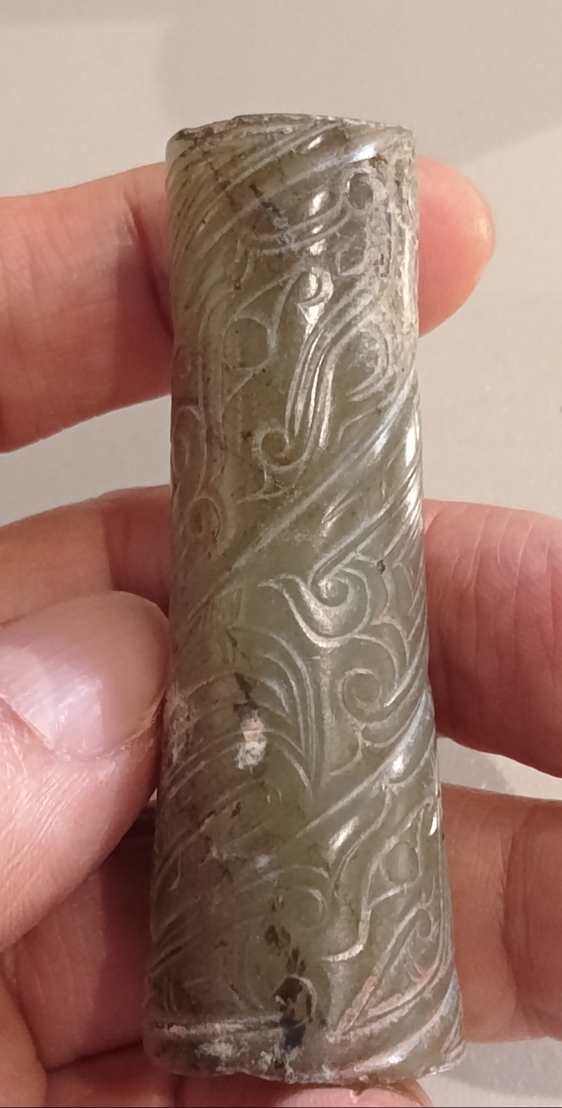 西周  青白玉纏龍紋玉勒 - 图4