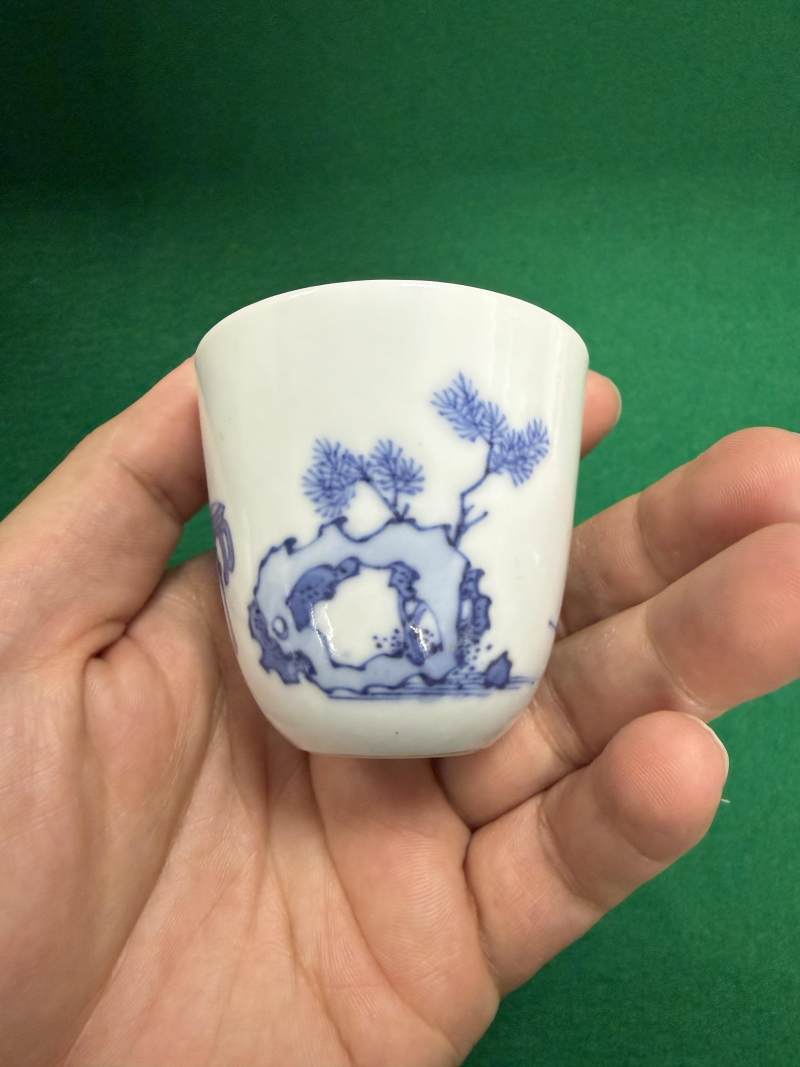 清康熙 青花高士圖杯 - 图9
