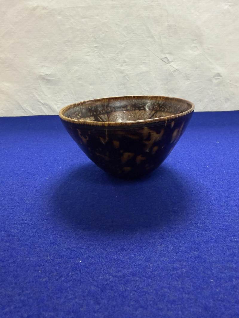 吉州窯剪紙貼花梅竹鴛鴦茶碗 - 图5