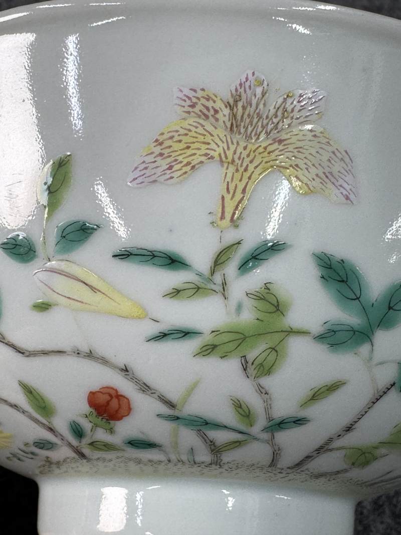 清道光 粉彩花卉紋碗 - 图9