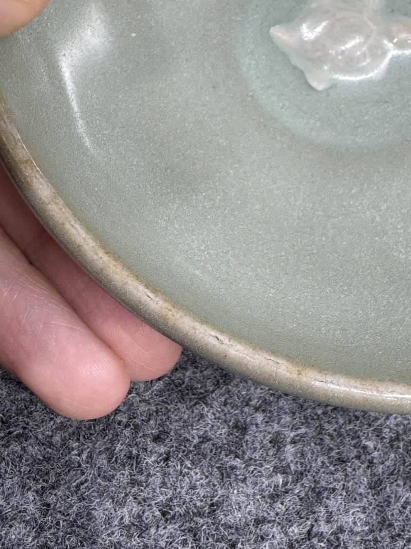 耀州窯青釉模印龜紋茶碗 - 图11