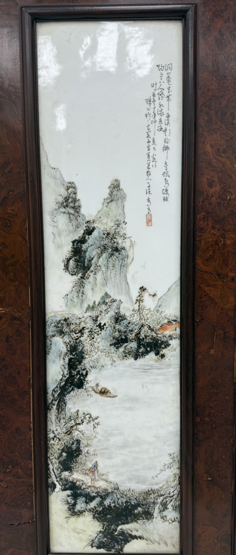 民國段子安 粉彩山水瓷板一套（四屏） - 图16