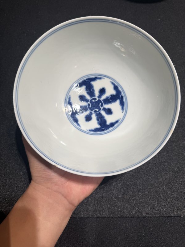 清光緒青花歲寒三友圖碗一對 - 图7