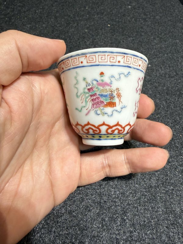 清光緒粉彩八吉祥紋杯一對 - 图5