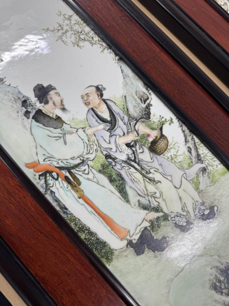 民國（1932年） 王琦粉彩人物瓷板一對 - 图5