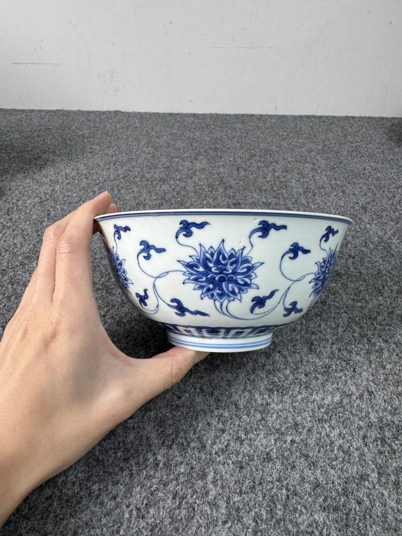 清康熙 青花纏枝蓮紋碗一對 - 图4